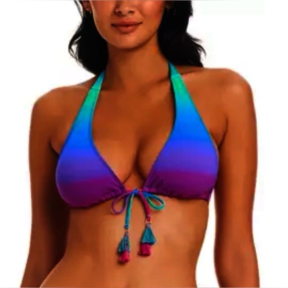Bleu Rod Beattie Heat of The Moment Triangle Halter Top and Tie Sides Bottom - Picture 2 of 12